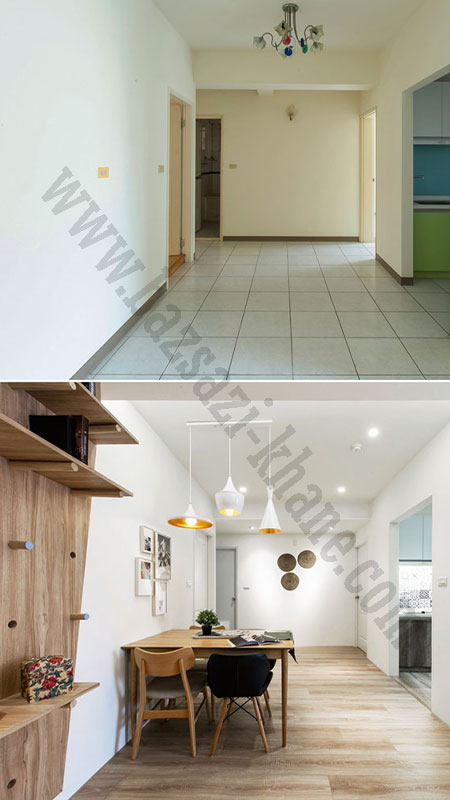 قبل و بعد آپارتمان های بازسازی شده راهرو